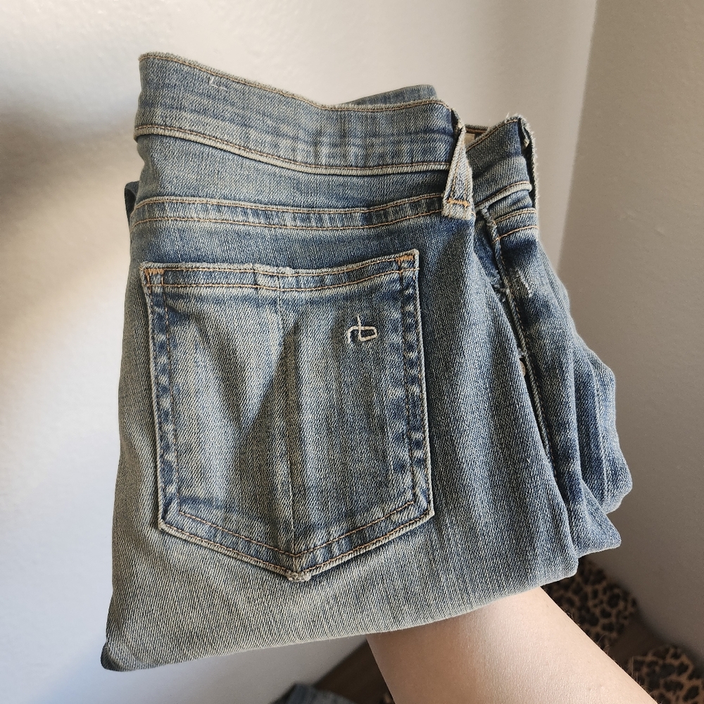 rag & bone JEAN Water St Skinny Jeans Size 26 Distressed Stretch Light Wash